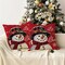 Let it Snow Snowman Christmas Red Throw Pillow Covers Set of 2, 18 x 18 Inch Winter Holiday Cushion Case Decoration for Sofa Couch